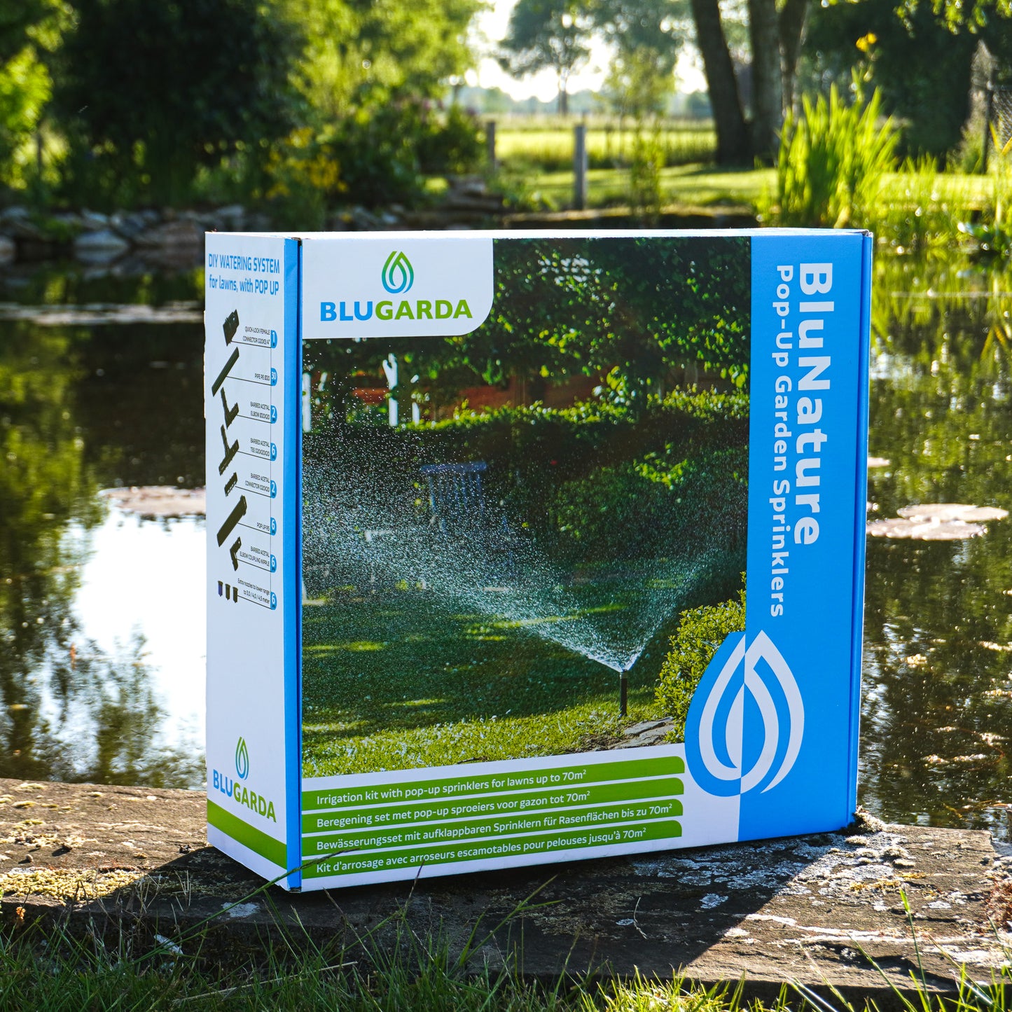 BluNature - Pop-Up Garten Sprinkler - Bewässerungsset mit Versenkregnern für Rasenflächen bis 70m2