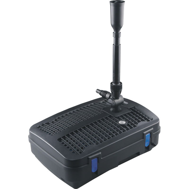 BluFilter alles-in-een filterset inclusief UV-c lamp, filtermateriaal, pomp en fonteinset. Complete set om het water in je vijver te filteren, reinigen en in beweging te brengen.